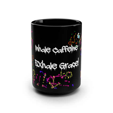 Inhale Exhale Black Mug, 15oz