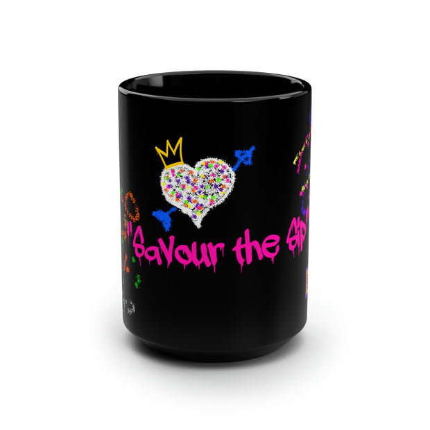 Savor The Sip Black Mug, 15oz