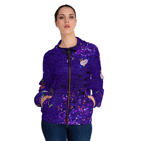 Blurple Graffiti Women’s Full-Zip Light Weight Fashion Jacket