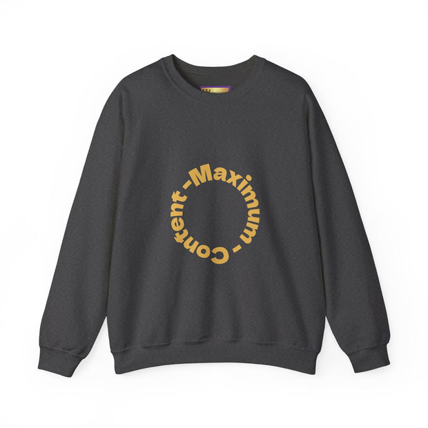 Social Media Maximum Content Crewneck Sweatshirt - Gold Typography Design