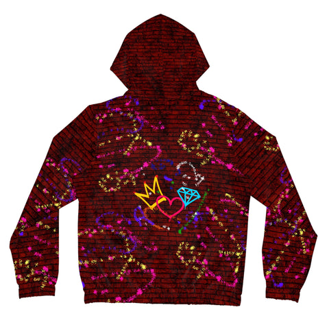 Love Red Brick Graffiti Women’s Full-Zip Light Weight Fashion Jacket