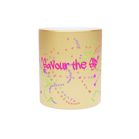 Savour the Sip Graffiti Metallic Mug (Silver\Gold)