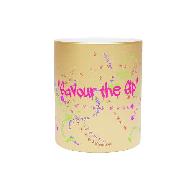 Savour the Sip Graffiti Metallic Mug (Silver\Gold)