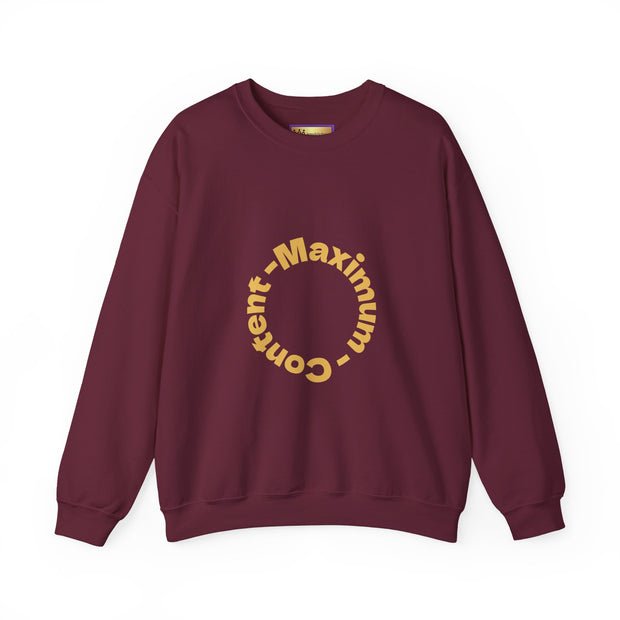 Social Media Maximum Content Crewneck Sweatshirt - Gold Typography Design