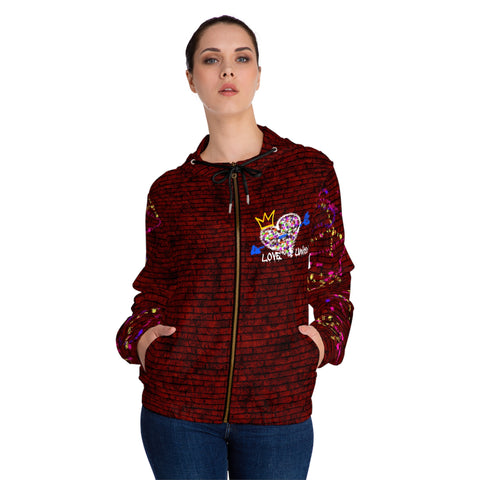 Love Red Brick Graffiti Women’s Full-Zip Light Weight Fashion Jacket