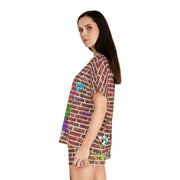 Graffiti Brick Women's Short Pajama Set