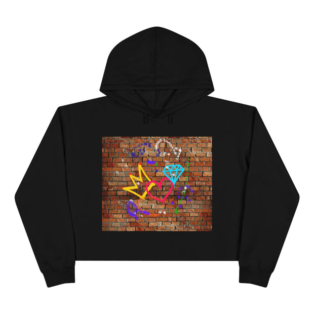 Graffiti Crowns Love Diamonds Crop Hoodie