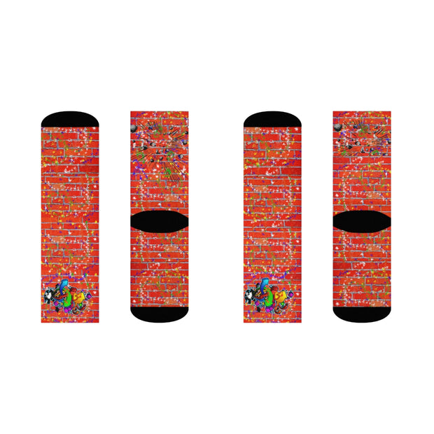 Graffiti Brick Sublimation Crew Socks - Graffiti Sportswear and Streetwear Fashions  - Jewelzshpere