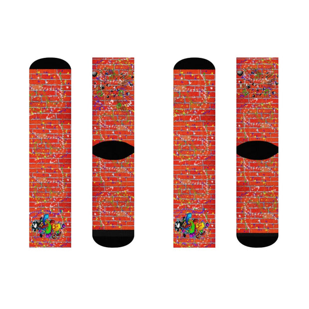 Graffiti Brick Sublimation Crew Socks - Graffiti Sportswear and Streetwear Fashions  - Jewelzshpere