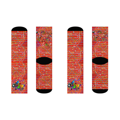 Graffiti Brick Sublimation Crew Socks - Graffiti Sportswear and Streetwear Fashions  - Jewelzshpere