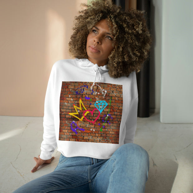 Graffiti Crowns Love Diamonds Crop Hoodie