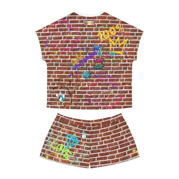 Graffiti Brick Women's Short Pajama Set