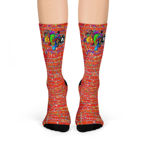 Graffiti Brick Sublimation Crew Socks - Graffiti Sportswear and Streetwear Fashions  - Jewelzshpere