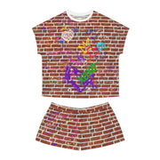 Graffiti Brick Women's Short Pajama Set