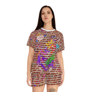 Graffiti Brick Women's Short Pajama Set